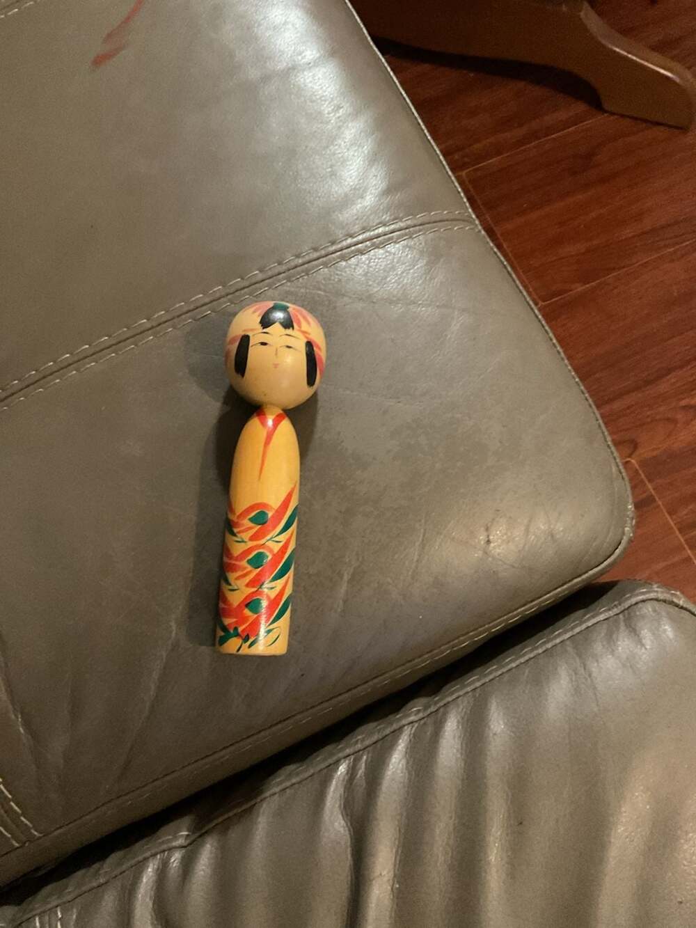 Vintage Hand-Painted Traditional Wooden Kokeshi Doll Signed Yamaha Japan